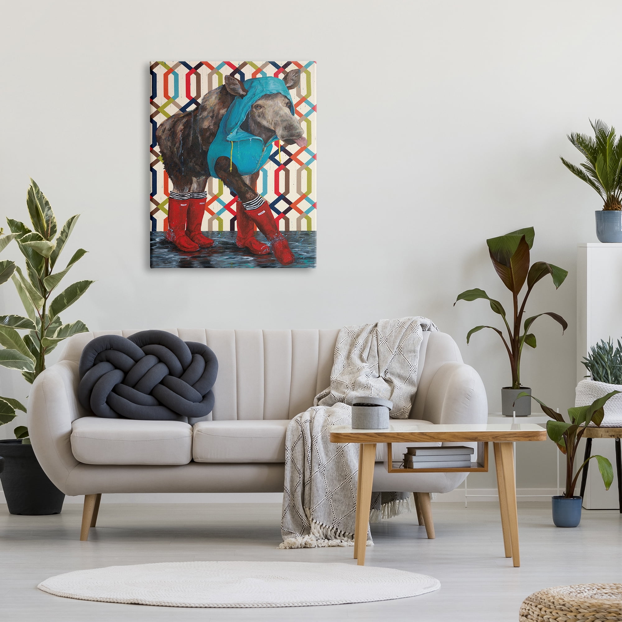 Stupell Industries Moose Rain Gear Boots Jacket Geometric Pattern Room, 30 x 40, Design by Kamdon Kreations