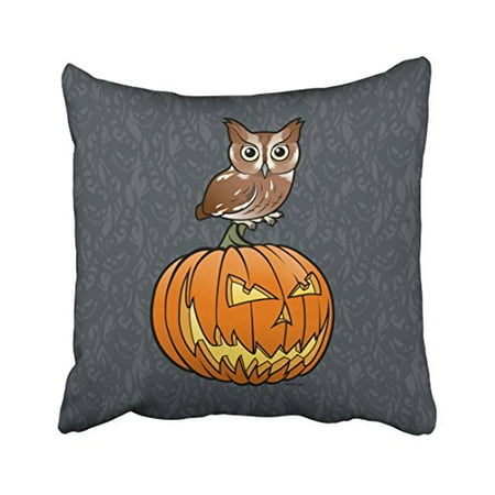 Pumpkin Stand WinHome Vintage Halloween Owl Stand On Pumpkin Paisley Print Pattern Polyester 18 x 18 Inch Square Throw Pillow Covers With Hidden Zipper Home Sofa Cushion Decorative Pillowcases ()