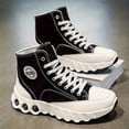 thumbnail image 5 of [High Top Shoes] Explosive High Top Shoes for Spring and Summer 2025 | New Height Increasing Thick Soled with Wavy Sole, Classic Black Sports Canvas Shoes for Men | AOPLUS Brand, Mid Top, Fit, 5 of 11