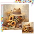 thumbnail image 1 of Pintura de diamante 5D DIY, Kit de sombrero de girasol con cuentas cuadradas completas, decoración del hogar, 35x35cm, 1 of 9
