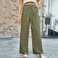 thumbnail image 4 of Quinlirra Womens Pants Dressy Casual Women's Solid Color High-Waisted Casual Wide-Leg Pants, 4 of 5