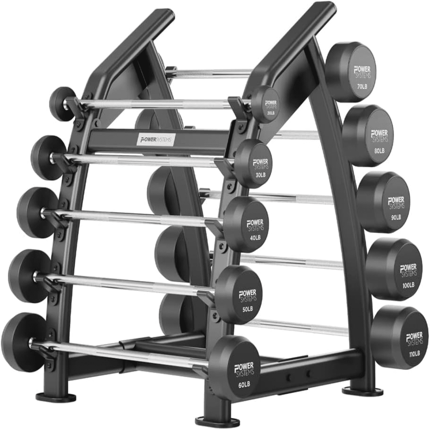 Power Systems Pro Style Rubber Fixed Straight Barbell - 80lbs Weighted Workout Bar w/Ergonomic Handle