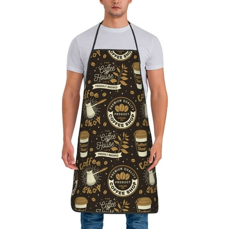 

Matuu coffee shop house for Cooking Apron for Men and Women Adjustable Strap and Waist Ties for Baking Cooking Gardening