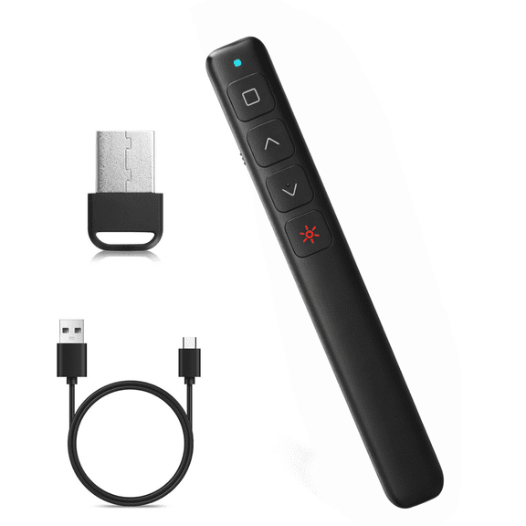 M Monoie USB Wireless Presenter, Class 2 Laser (≤1mW) PPT Clicker for PowerPoint, Keynote, Google Slides, Mac & PC, Rechargeable Remote for Classroom & Business Presentations