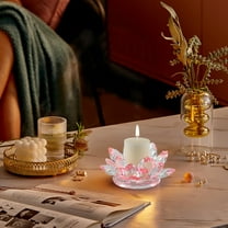 AuroraX Pink Votive Candle Holders Glass Clear Decorations,Decorative Flower Bowl Candle Holder,Christmas Home Table Centerpiece Bedroom Decor