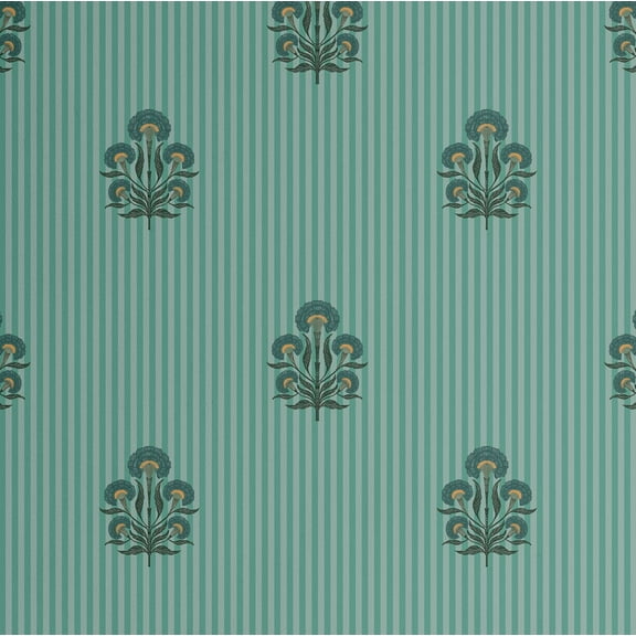 S4Sassy Striped Motif Wallpaper - Green Wall Covering, 25" x 120" Self-Adhesive Vinyl Walls Paper, Walls Wrap, Easy DIY Wall Covering For Farmhouse Bedroom, Living Room, Cabinets