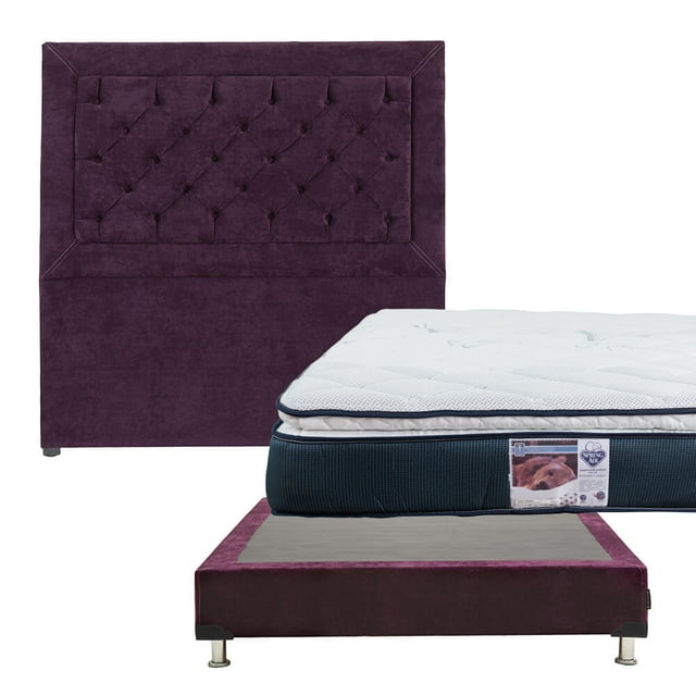 Colchón Matrimonial + Box Velvet + Cabecera Mary Spring Air Dicasa Monaco