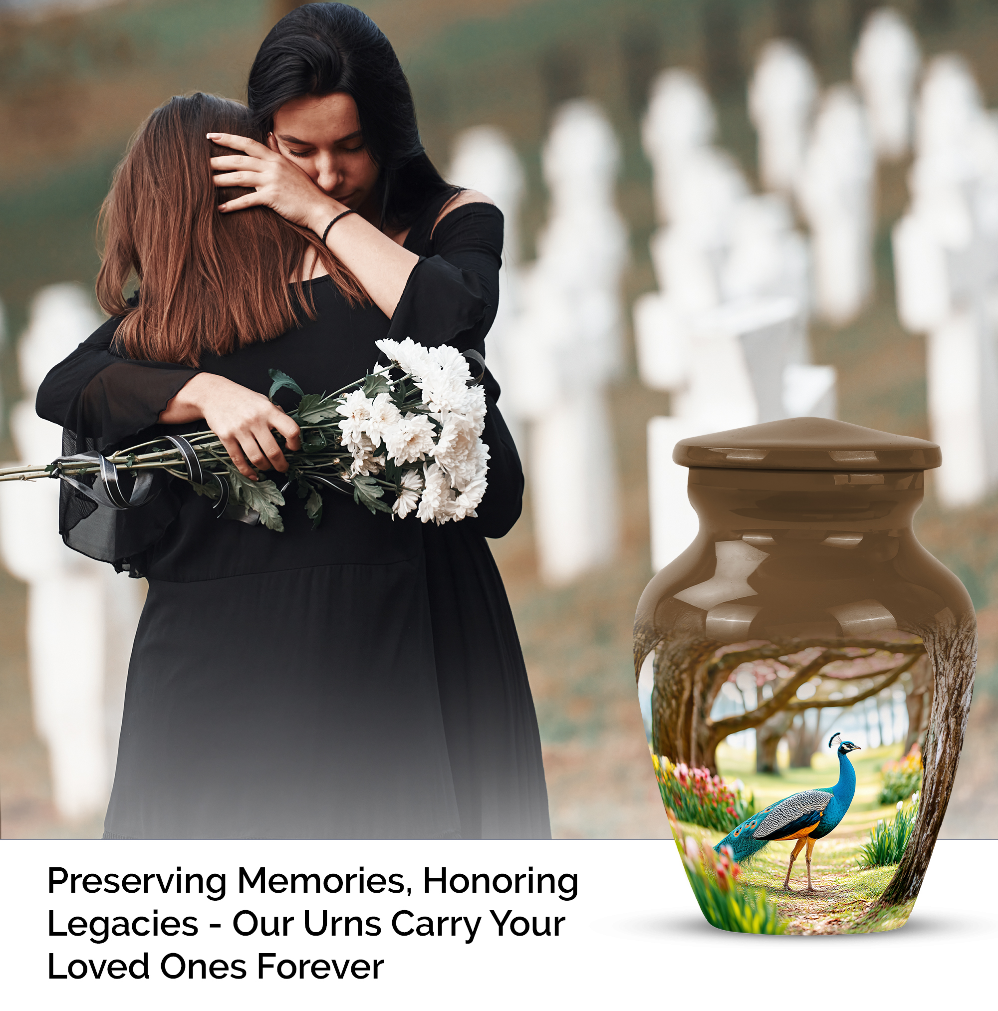 MUKTIVE Peacock Keepsake Urns for Human Ashes Adult Female 3 Inch, Colourful Flower Funeral Urn for Ashes Adult Male, Brown Cremains Ash Portable Urns
