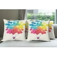 thumbnail image 6 of Ambesonne Watercolor Throw Pillow Cover 4 Pack, Air Balloon Heart, 20", Sky Blue Yellow Pink Red, 6 of 7