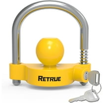 RETRUE Universal Coupler Lock Trailer Locks Ball Hitch Trailer Hitch Lock Adjustable Security Heavy-Duty Steel Fits 1-7/8 Inch, 2 Inch, 2-5/16 Inch Couplers, Bright Yellow, Light Weight