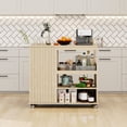 thumbnail image 3 of Home Rolling Kitchen Island With Storage Drawers, Rolling Mobile Kitchen Island Table On Wheels With Spice Rack, Kitchen Bar Serving Cart For Hotel Dinning Room, 3 of 9
