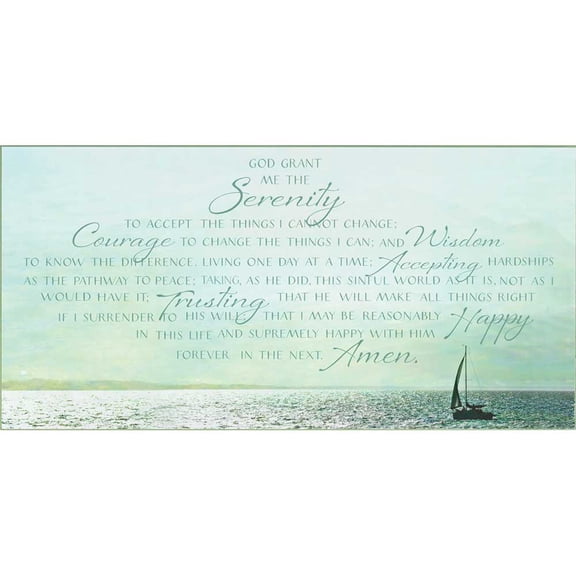 Dicksons Serenity Prayer Amen Sailboat Bright Ocean Blue 14 x 7 Wood Wall Sign Plaque