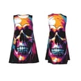 thumbnail image 7 of Wukai Colorful Skull Print Women's Sleeveless Dress, Loose Fit Casual Dress for Women, Comfortable Sleeveless Summer Dress, 7 of 7
