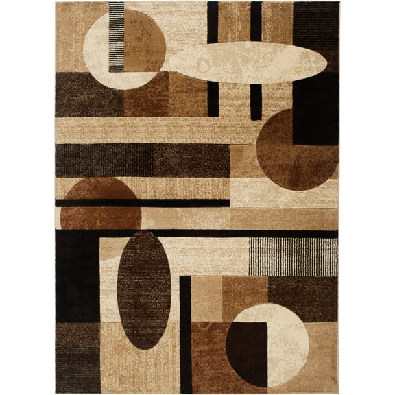 Home Dynamix Tribeca Jasmine Contemporary Geometric Area Rug, Brown/Beige, 3 Piece Set