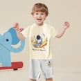thumbnail image 2 of MIASHUI Ensemble d'Été Deux Pièces T-Shirts Graphiques à Manches Courtes et Shorts, Beige, 2-3 Ans, 2 of 4