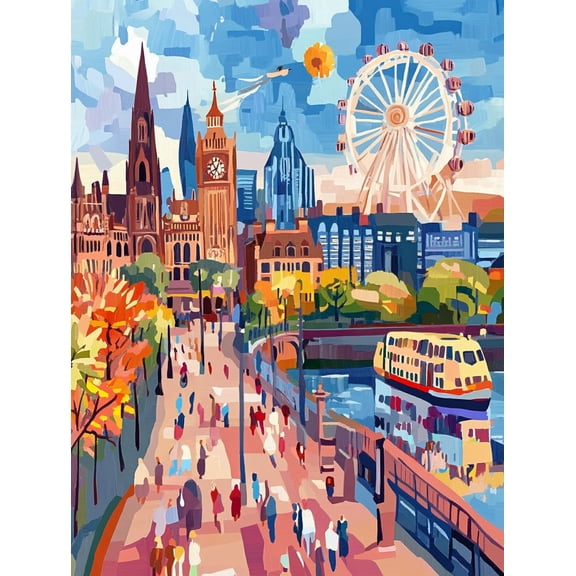London Cityscape Canvas Painting/Wall Art, Perfect for Living Room,Office, Hotel, and Restaurant Decoration