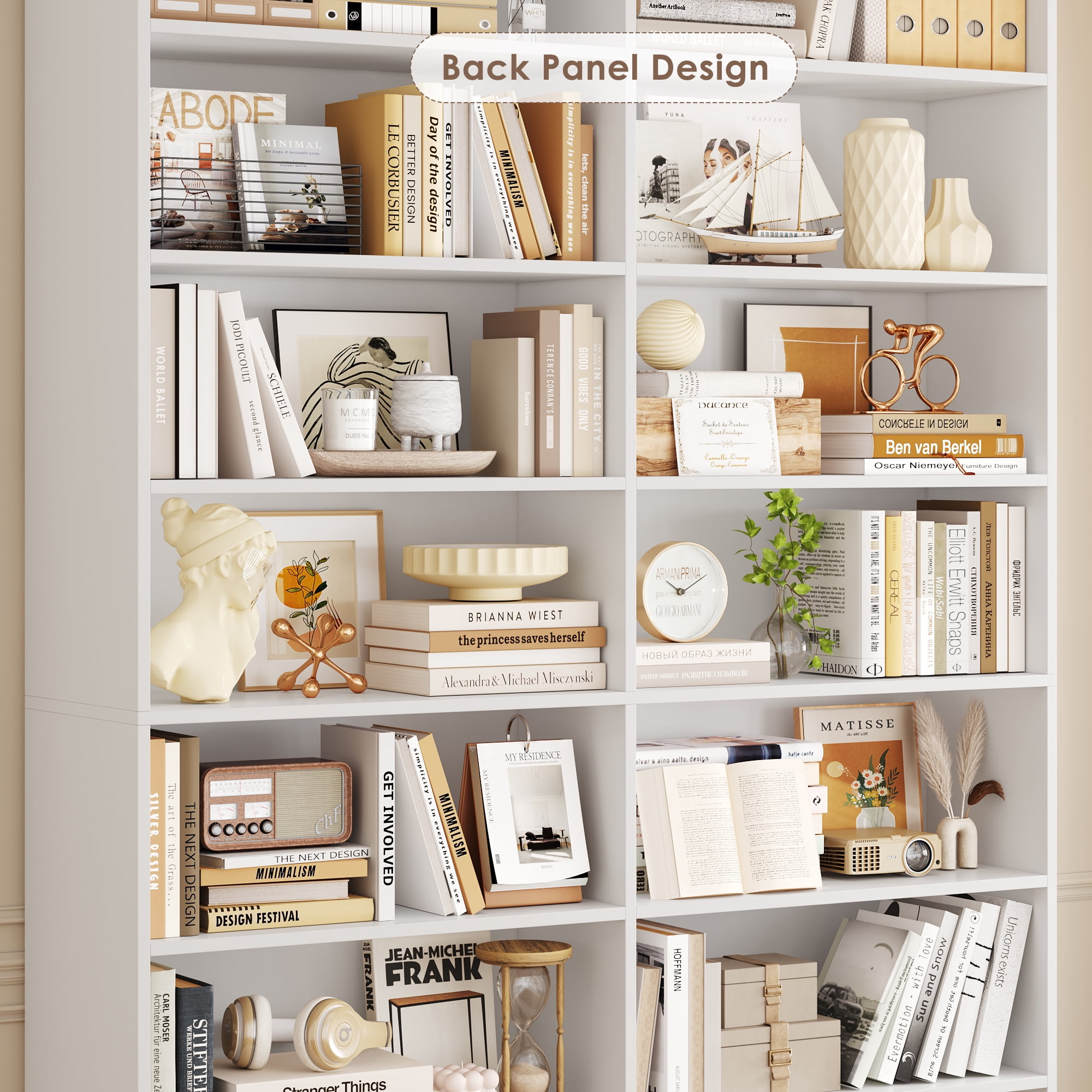 Hiphuta 84" Tall Double Wide 7-Tier Bookcase with 14 Cubes, Large Open Bookcase for Home Office and Living Room, Freestanding Display Book Shelves, White