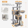 thumbnail image 3 of Pefilos 51" Cat Tree for Indoor Cats, Cat Tower with 2 Cozy Condos, Top Perch, Hammock, Climbing Ladder, Gray, 3 of 6