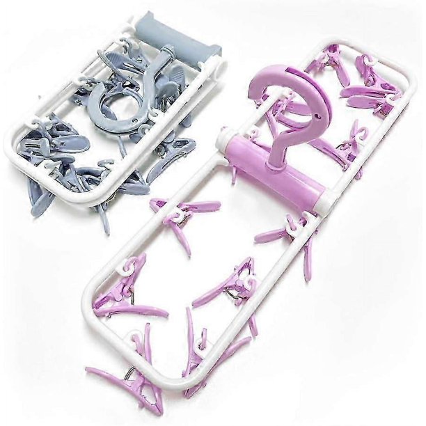 2 Pack Clothes Drying Rack,12 Clips Laundry Drying Rack Folding Sock and Underwear Hanger$Clothes Drying R