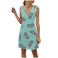 thumbnail image 2 of Summer Dress for Women 2025 Women's Sleeveless V-Neck Printing Bow-Knot Dress Womens Plus Size Dress, 2 of 4