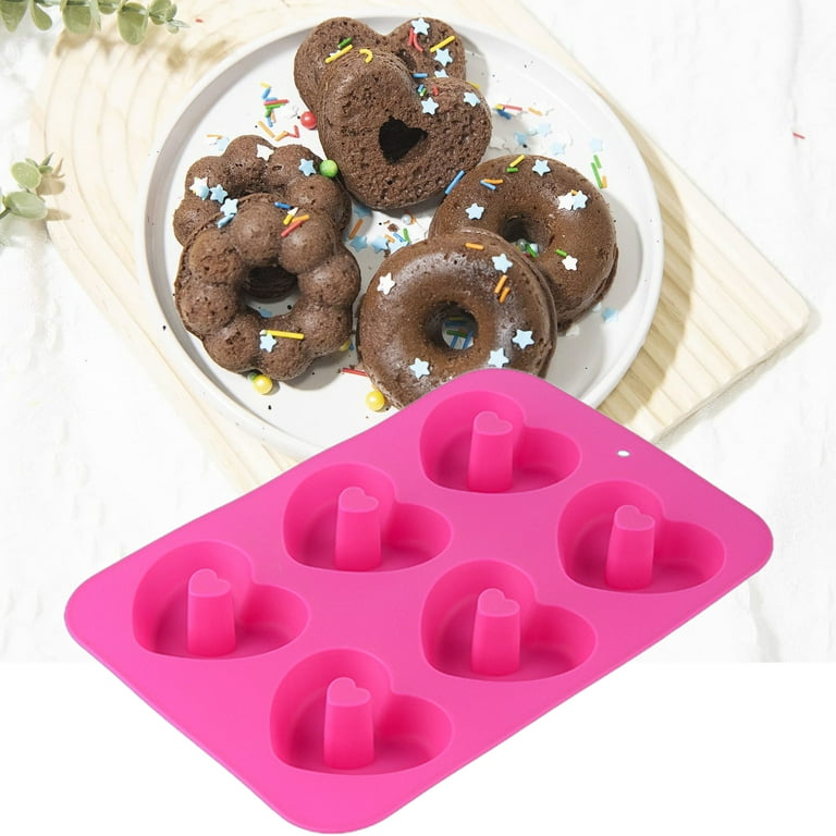 Toplive Silicone Donut Molds 2 Pack Non-Stick Silicone Donut Pan 6 Cavity  Food Grade Baking Molds for Cake Donut Biscuit Bagels Muffins Blue+Pink 