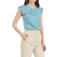 thumbnail image 4 of INSPIRAR CHIC Blusa de Mujer con Corte en la Espalda y Manga Corta Plisada XS Azul Claro, 4 of 6