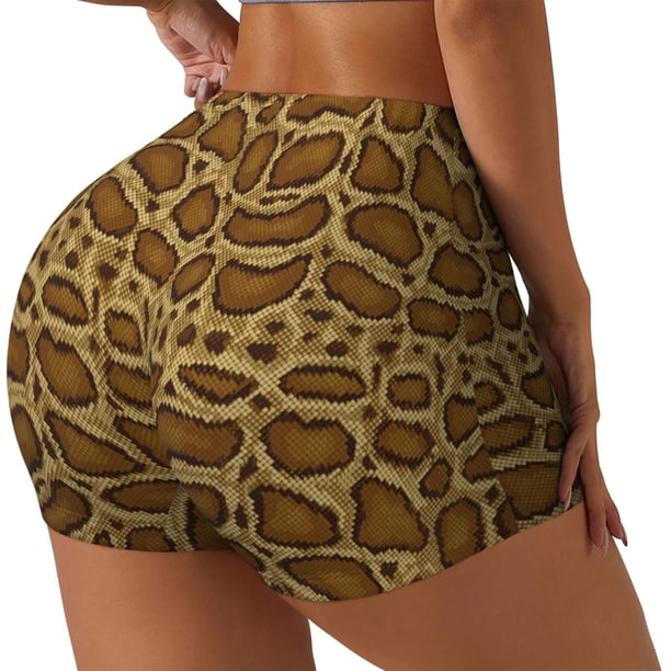 Fotbe Snake Skin Shorts Sin Costuras – Shorts Deportivos de Cintura Alta para Mujer, Elásticos para Gimnasio, Yoga, Running o Ciclismo-Medium