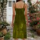 thumbnail image 5 of TaTaai Womens Fashion Solid Color Elegant Velvet Spaghetti Strap Dress Gathered Bust Slim Fit Soft Comfortable Dress for Spring Summer Daily Party Wear Gift, 5 of 8