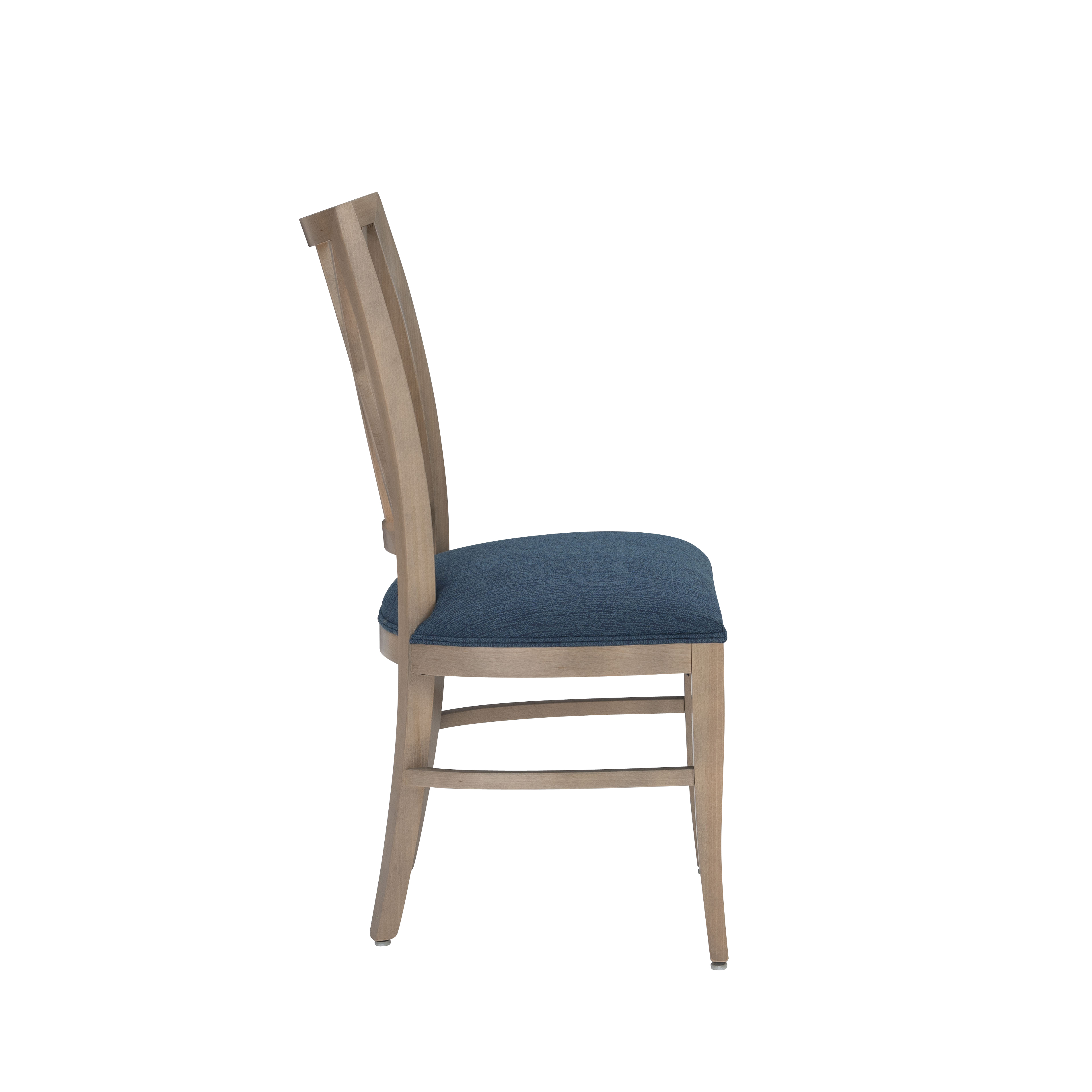 Linon Tanlsey Upholstered Dining Chair, Set of 2, Natural with Blue Fabric