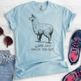 thumbnail image 2 of Llama Said Knock You Out Shirt, Unisex Women's Men's Shirt, Funny Animal Tee, Llama Pun Shirt, Hip Hop Tee, Heather Light Blue, Small, 2 of 6