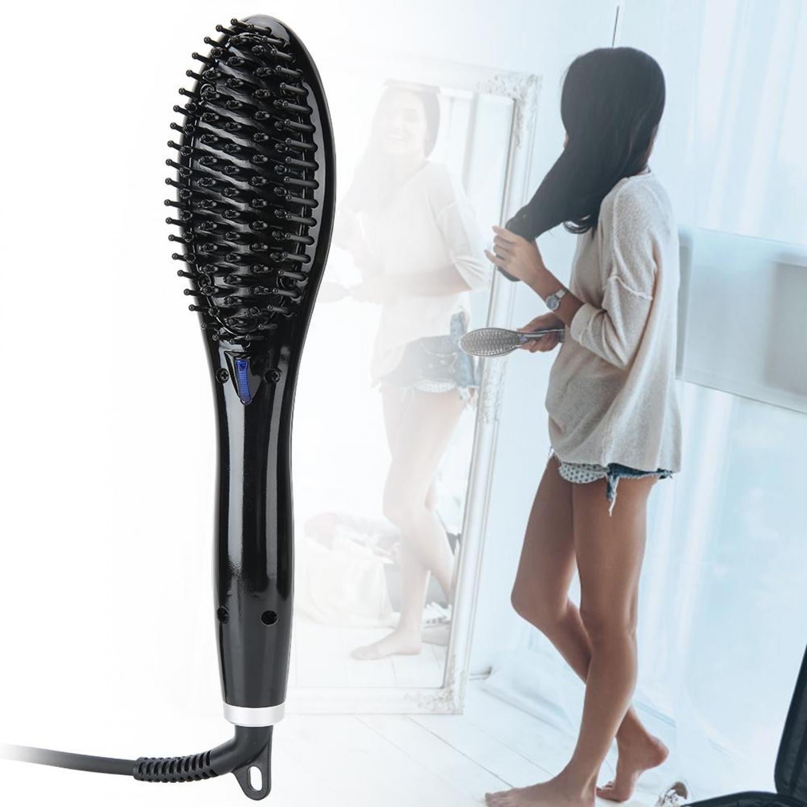 Domqga Straight Hair Brush hair Straightener Comb Ceramic Anion Temperature Control Hair Straightener Brush Eu Plug 110 240v hair Straightener Comb