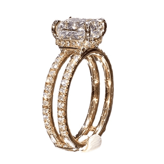 DESIGNICE Rings for Womena Rtificial Gemstones Engagement Rings for Women Square Cubic Zirconia Ring Gold Size 7