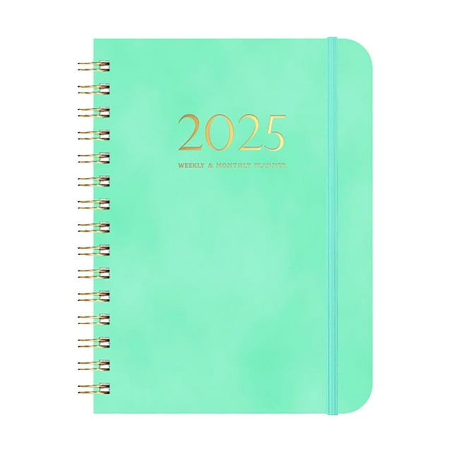Weekly and Monthly Academic Planner, Daily Planner Calendar Planner, Pocket Folder Pretty Notebooks Writing Books for Adults Cute Note Books Journal Notebook for Women Men Supplies, Mint Green