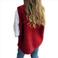 thumbnail image 4 of Chalecos de Forro con Cuello en V para Mujer, Chaquetas de Felpa con Botones, Sin Mangas, con Bolsillos. Rojo M, 4 of 6