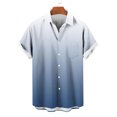 thumbnail image 2 of ZCFZJW Men's Short Sleeve Button Up Hawaiian Shirt 1950s Vintage Bowling Shirts Casual Tie Dye Gradient Color Printed Summer Beach Vacation Tees Tops with Pockets Navy XL, 2 of 6