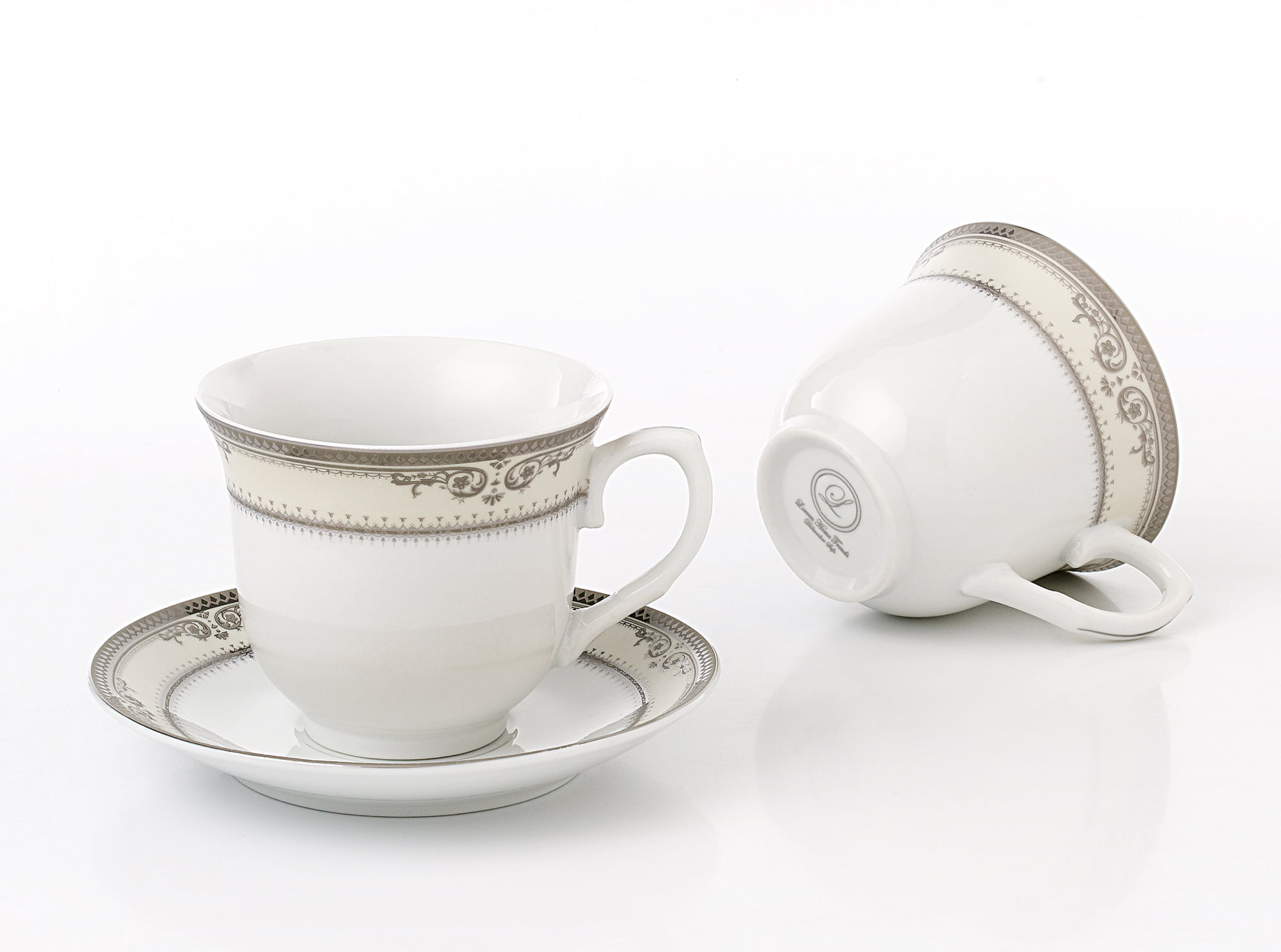 JOYOFUN Coffee Cups and Saucers Set of 2,8 oz Tea Cup and Saucer Royal  Vintage Ceramic Floral Lined …See more JOYOFUN Coffee Cups and Saucers Set  of