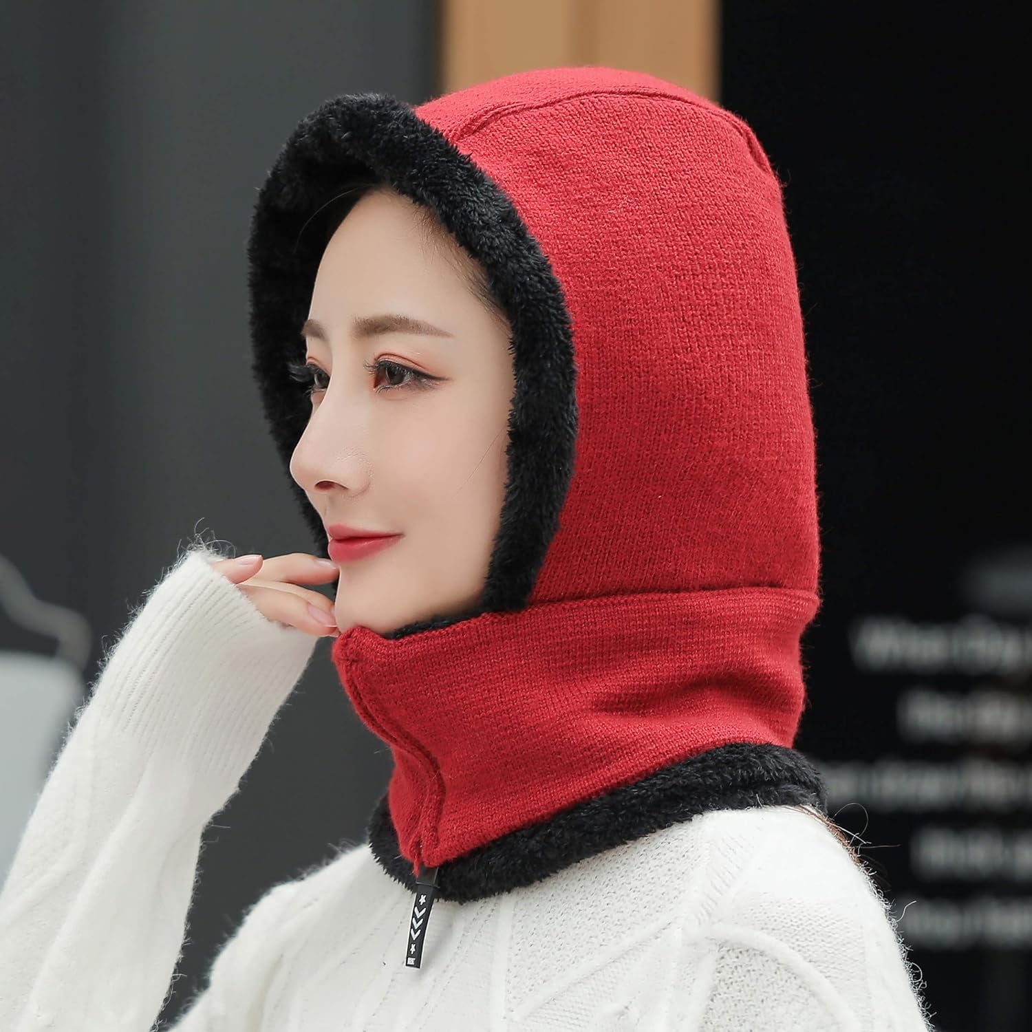 Zhengup Women Balaclava Visor One-Piece Skull Beanie Hat Neck Circle Scarf Ski Snow Winter Knit Fleece Cap Cold Weather