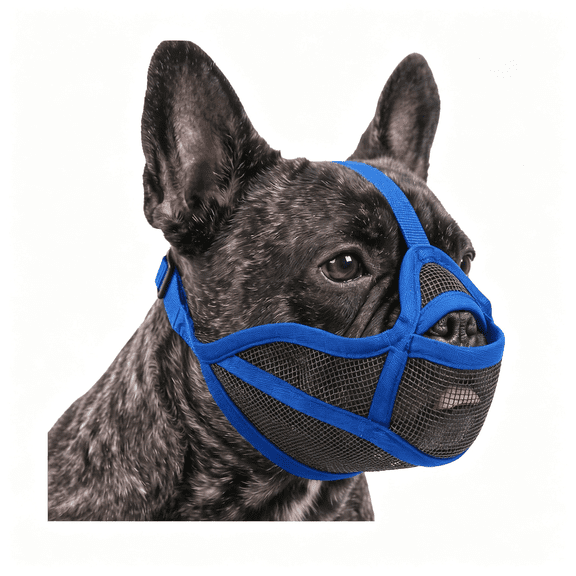 BESTSKY French Bulldog Muzzle,Soft Breathable Short Snout Dog Muzzle with Eye Hole Tongue-Out Pocket,Allow to Drink Feed,Stop Biting Chewing,Adjustable Frenchie Mouth Cover for Small Medium Dogs