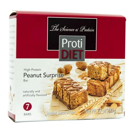 ProtiDiet Protein Bar - Peanut Surprise - 7/Box - High Protein - Low Calorie - Low