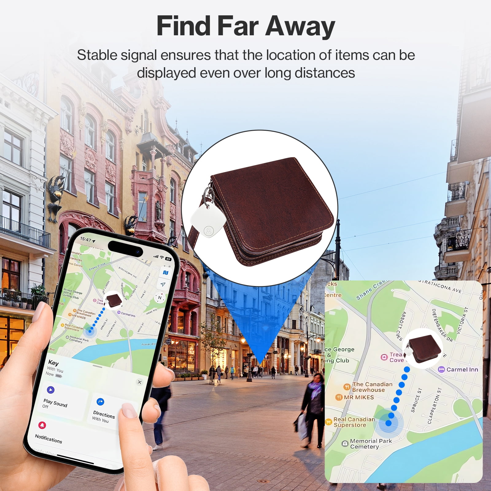Air Tracker Tag 2Pack,Smart Wallet Tracker with Apple Find My(iOS Only),IP67 Waterproof,Standby for One Year,Item Locator Keys/Wallets/Bags,White