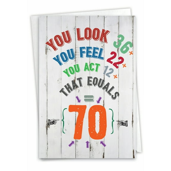 1 Funny Birthday Card with Envelope - Age Equation Milestones 70 C9000MBG