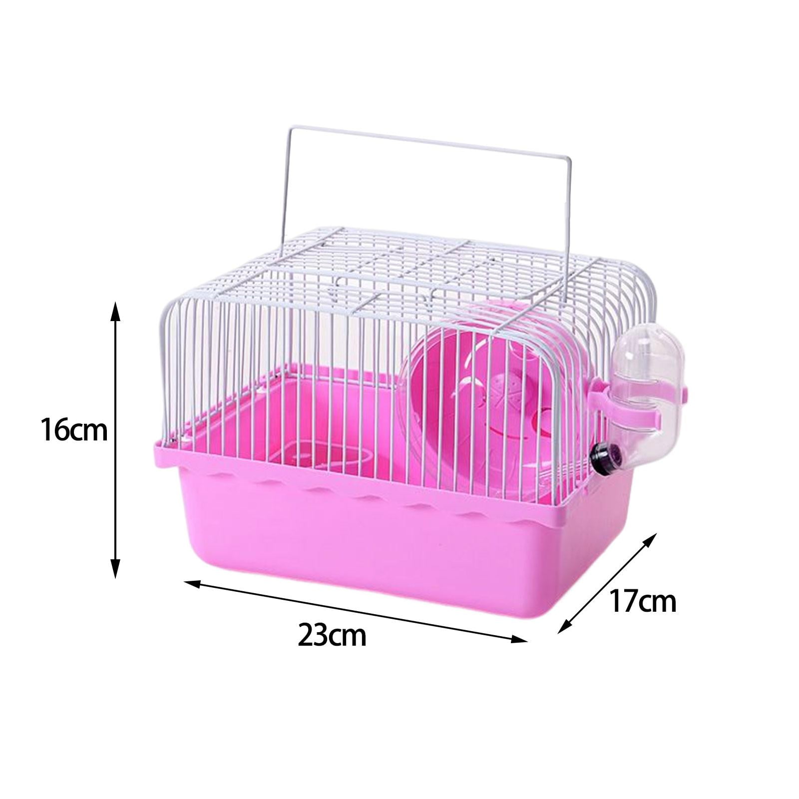 Bvdfgk Hamster Cage Small Accessories Dish Supplies Water Bottle Pet Cage Carrying Case Pink