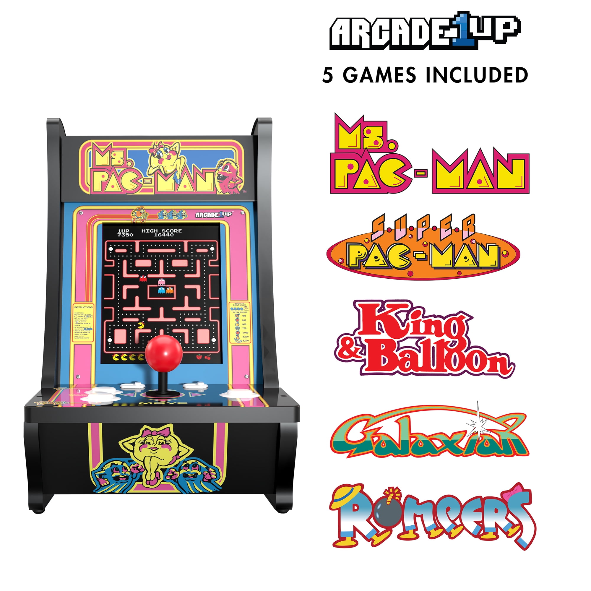 Arcade1Up Ms. Pacman Mini Retro Cabinet Countercade with 5-in-1 