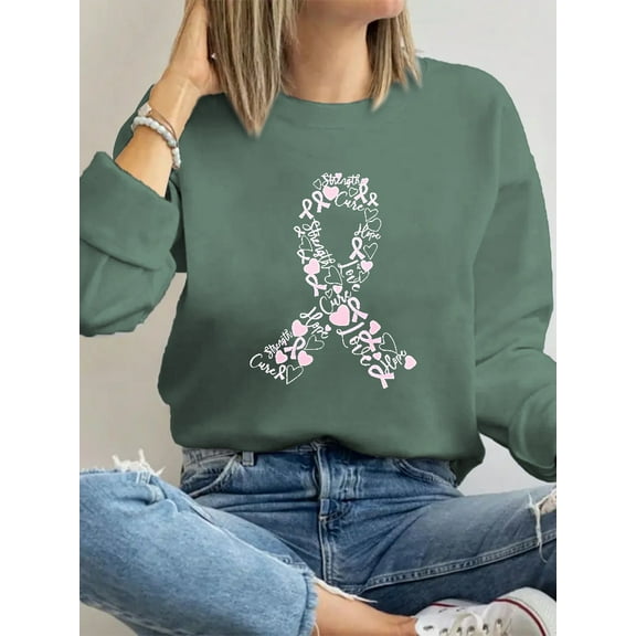 Breast Cancer Shirts for Women: Pink Ribbon Tshirt Cancer Awareness Long Sleeve Shirt Cancer Survivor Tops
