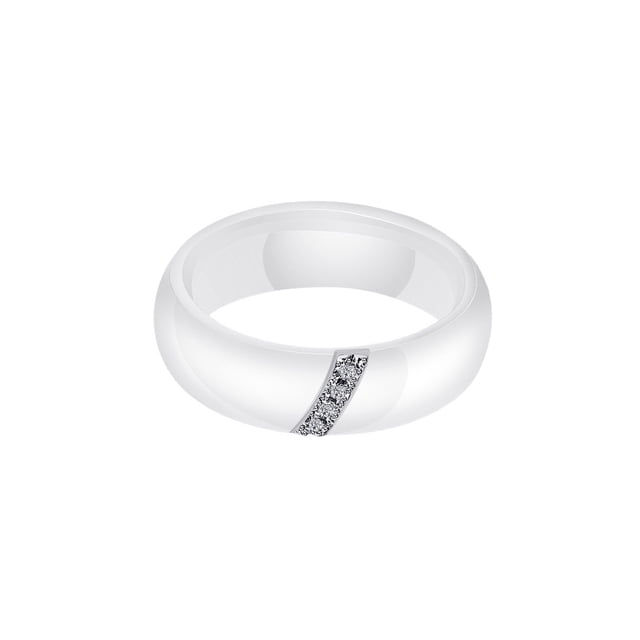 Anillo de circón con incrustaciones de cristal Minnieouse de cerámica estilo Simple Blanco