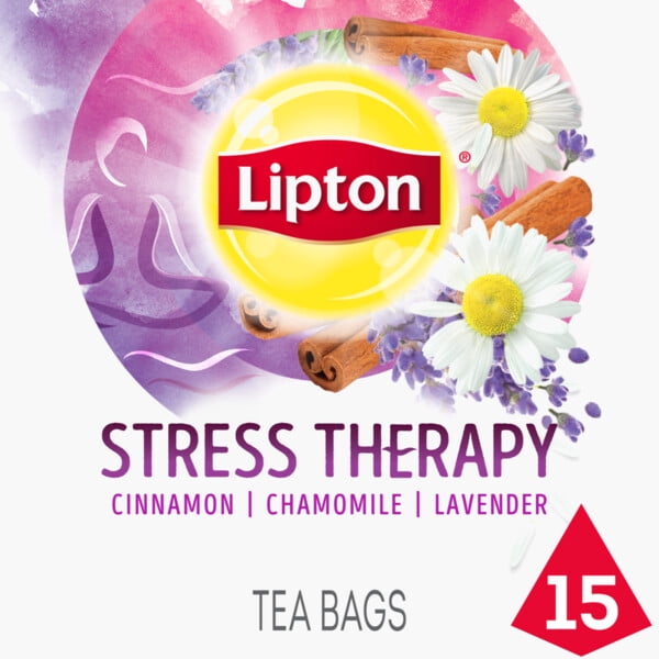 Lipton Stress Therapy Herbal Supplement Tea Bags Cinnamon, Chamomile