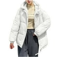 thumbnail image 6 of DYTTDG Women's Winter Warm Zip Up Hooded Jacket Fashion Solid Color Bread Clothes Casual Loose Outdoor Jacket on Clearance Family Gifts, 6 of 6