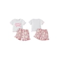 thumbnail image 2 of BemeyourBBs Toddler Baby Girl Summer Clothes Cute Fathers Day Infant Baby Girl Daddy's Girl Outfit Cute Letter Flower Print Ruffled Trim Short Sleeve T Shirt Tops and Shorts Set, 2 of 9