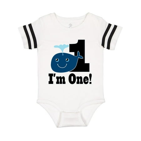 

Inktastic 1st Birthday Boy Whale One Year Old Gift Baby Boy or Baby Girl Bodysuit