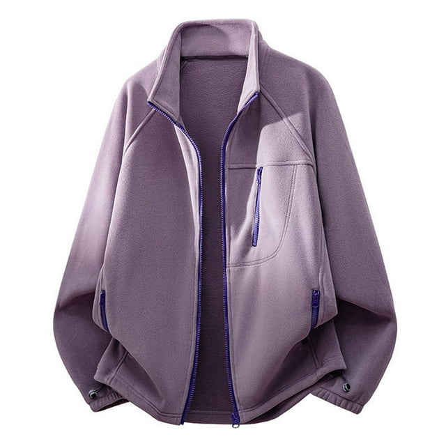 Veste en Molleton pour Homme, Veste en Molleton Décontractée Unie à Manches Longues avec Col Montant, Fermeture Éclair et Poches, Longue Veste pour Homme